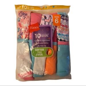 Hanes Classic Brief Girls Tagless Cotton Underwear Size 6 NEW